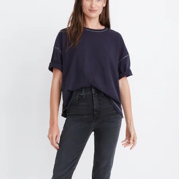 Madewell Tops - Madewell Oversized Tee Dark Purple Wash Short Sleeve Cotton AI228